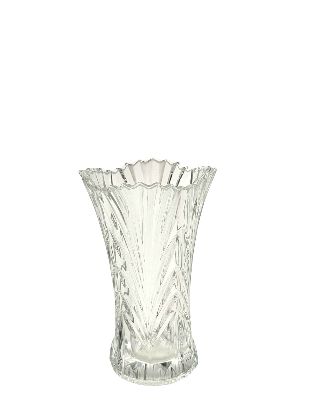 Mikasa Clear Scalloped Rim Fluted Glass Vase